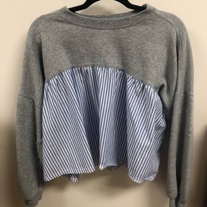 Grey and pin striped sweatshirt